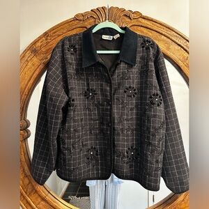 Paul Harris Design wool blend jacket with embroidered flowers size XL